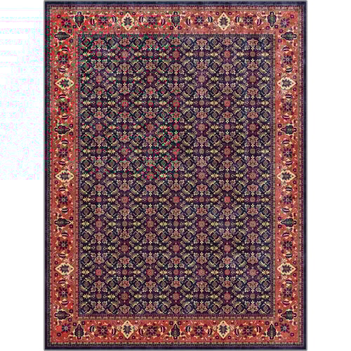 سجادة غرفة معيشة | نمط زهري كثيف باللون الكحلي الد...