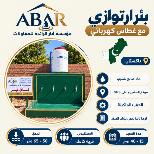 بئر ارتوازي مع غطاس كهربائي - باكستان