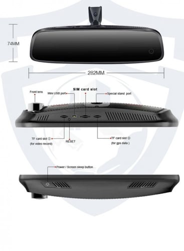 شاشة مراية امامية مع كاميرا 170 درجه مع جهاز تعقب...