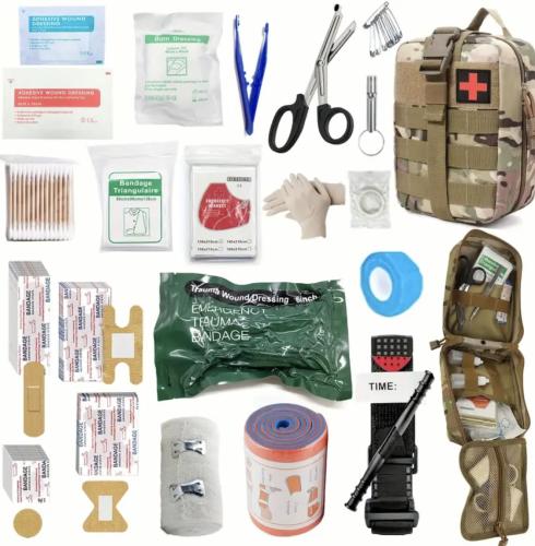 حقيبة إسعافات أولية تكتيكية – 164 قطعة متكاملة للط...