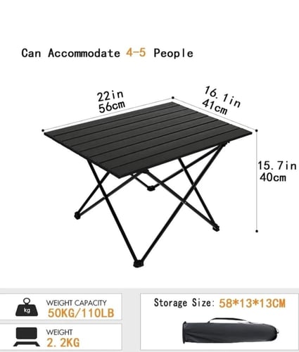 طاولة تخييم قابلة للطي خفيفة الوزن – ألومنيوم متين...