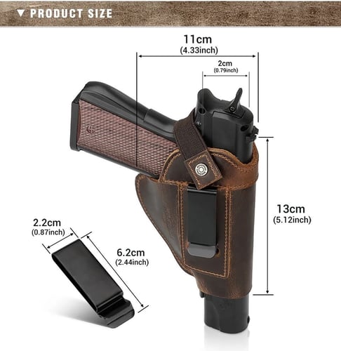 جراب مسدس ومحالة جلد طبيعي قابل لتعديل