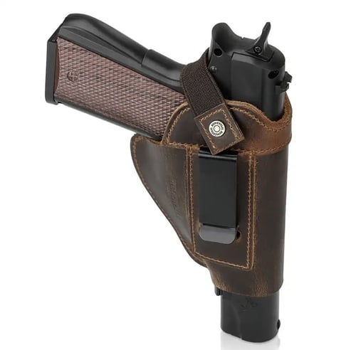 جراب مسدس ومحالة جلدي طبيعي قابل للتعديل لجميع الأ...