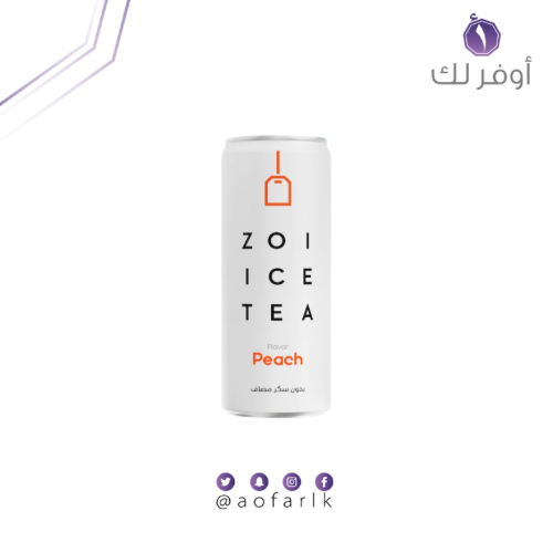 زوي شاي مثلج بنكهة الخوخ بدون سكر مضاف 320 مل