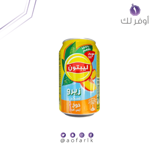 ليبتون شاي مثلج آيس تي بنكهة الخوخ زيرو بدون سكر 3...