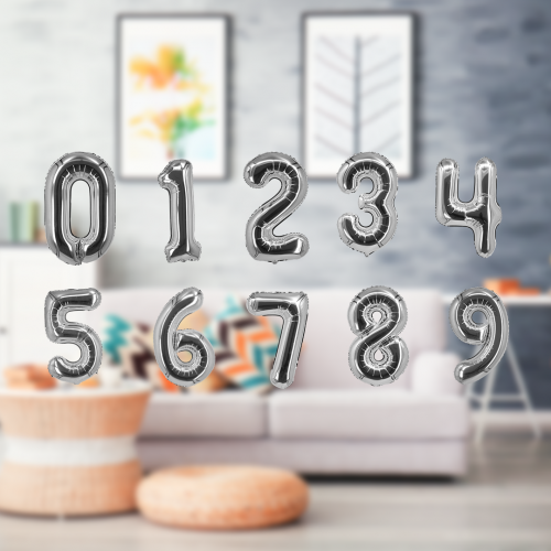 بالونات أرقام فضية