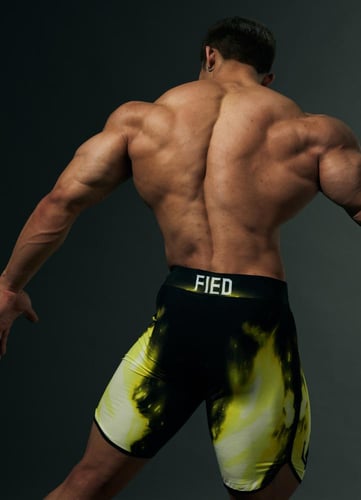 شورت فيزيك اسود واصفر نار مشتعلة V6