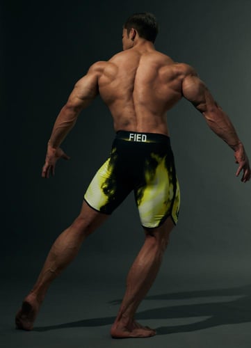 شورت فيزيك اسود واصفر نار مشتعلة V6