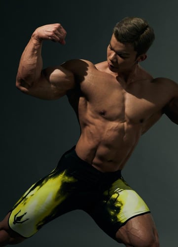 شورت فيزيك اسود واصفر نار مشتعلة V6