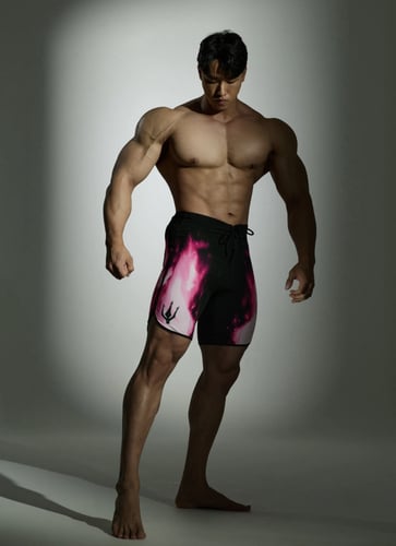 شورت فيزيك اسود ووردي نار مشتعلة V6