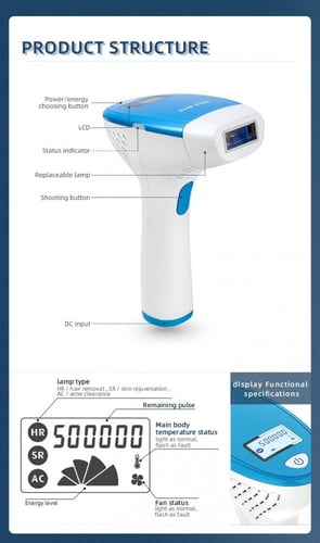 جهاز ليزر منزلي ملاي M3 بثلاث عدسات - 500 ألف ومضة