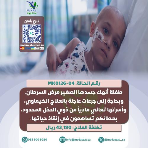 A sick girl with cancer in need of treatment to sa...