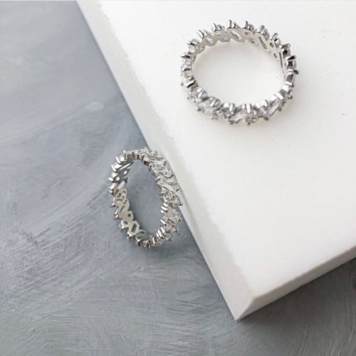 خاتم فضة مرصع بالزيركون