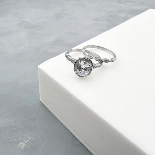 خاتم ( توينز ) فضة مرصع بالزيركون