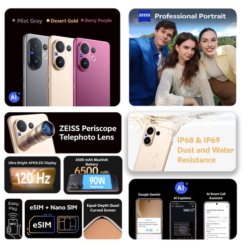 فيفو V60 ذاكرة داخلية 256 جيجابايت وذاكرة رام 12 ج...