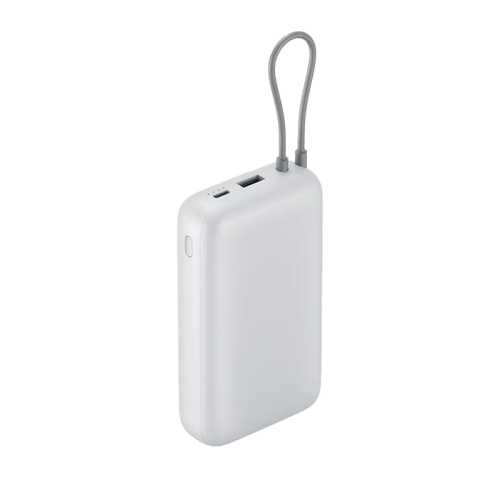 باور بنك شاومي مع سلك مدمج بمنفذ USB-C ومنفذ USB ب...