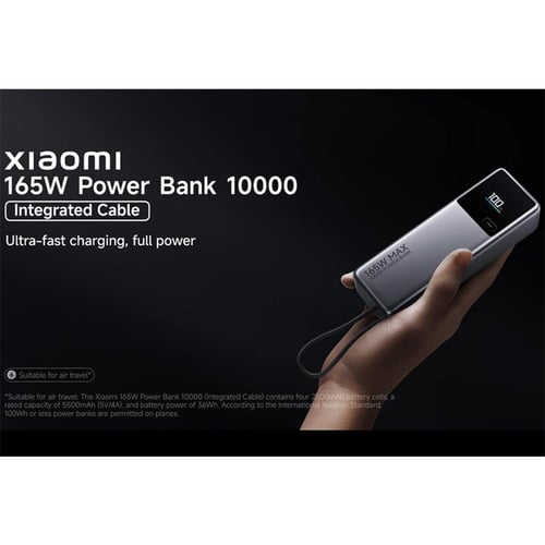 باور بنك شاومي بقوة 165 واط وسلك USB-C مدمج ثنائي...