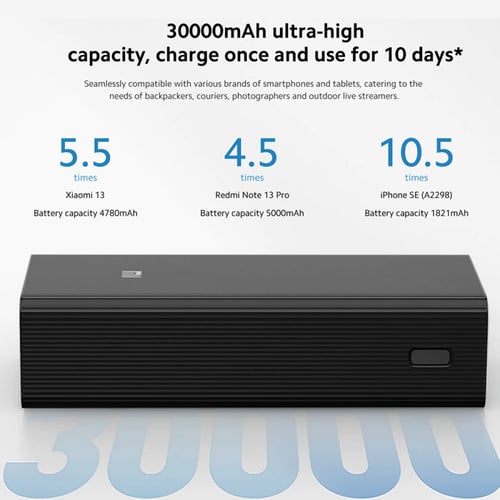 باور بنك شاومي بمنفذين USB ومنفذ USB-C بسعة 30000...