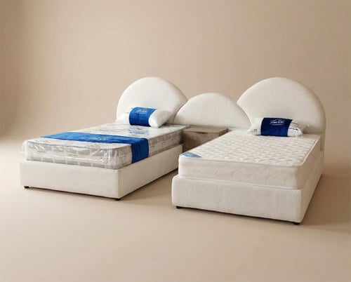 طقم غرفة نوم عصري | دولاب مع تسريحة مدمجة + سريرين...