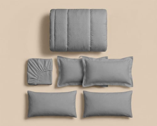 مفرش سرير نفر بحشوة ثابتة - رمادي