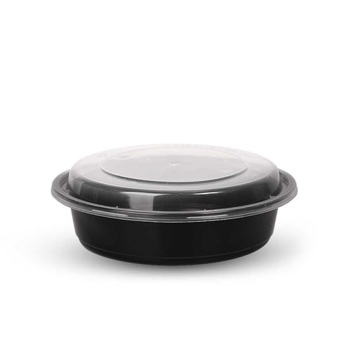 علب بلاستيك اسود بغطاء شفاف-750 مل /العدد 50