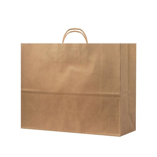 كيس ورق بني كرافت عرضي بيد-31.5*25*12سم/12كيس