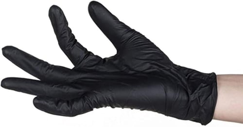 قفاز فينيل أسود مقاس (M) بدون بودر/العدد 70 قفاز