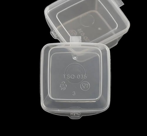 علب صوص مربع شفاف بغطاء متصل حجم 35 مل / العدد50