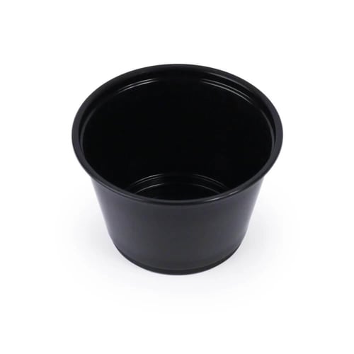 علب صوص بلاستيك بلون أسود مع غطاء حجم 4 أنز / العد...