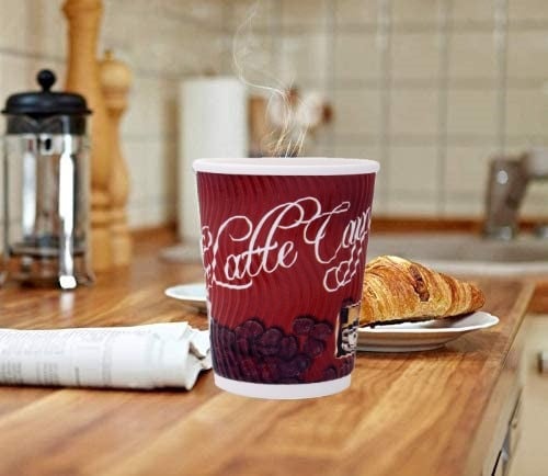 أكواب ورقية عنابي مموجة 3 طبقات-9 أنز / العدد 18 ك...