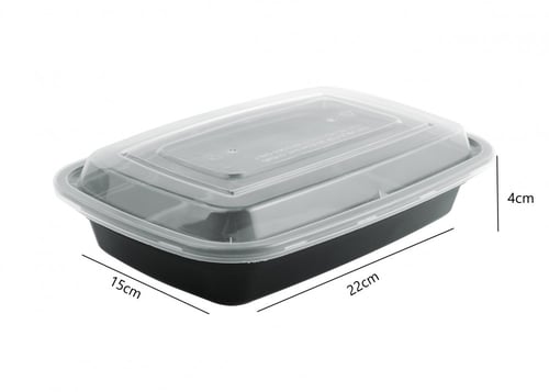 علب بلاستيك للميكروويف مستطيل بغطاء شفاف -750مل/ ا...