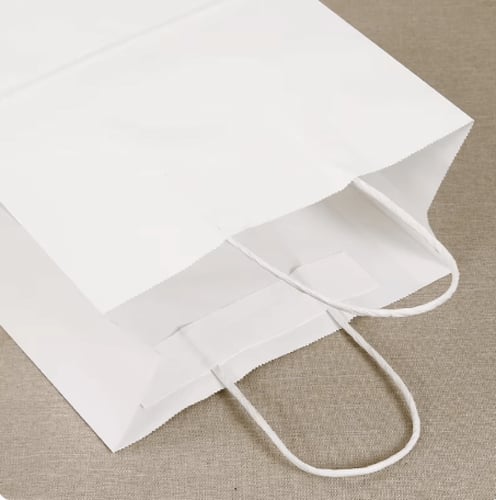 كيس ورق أبيض طولي بيد-27*21*11سم/12كيس