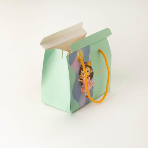 علب التوزيعات بناتي بلون أخضر وعبارة "عيدكم مبارك/...