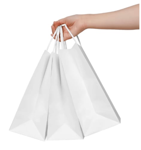 كيس ورق أبيض طولي بيد-27*21*11سم/12كيس