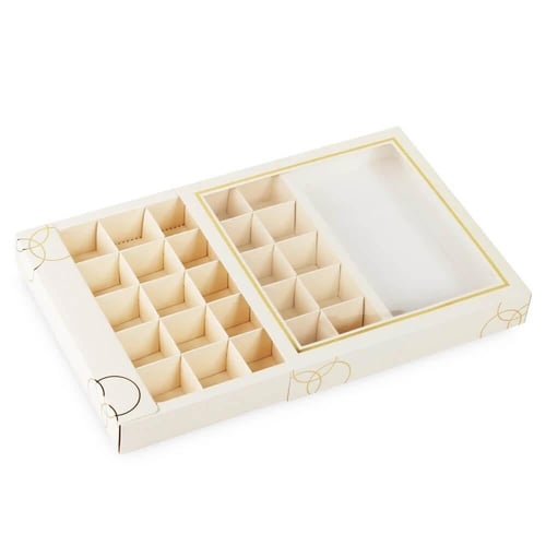 علب ورقية للشكولاتة والحلويات فاخرة بنافذة مربعة ش...