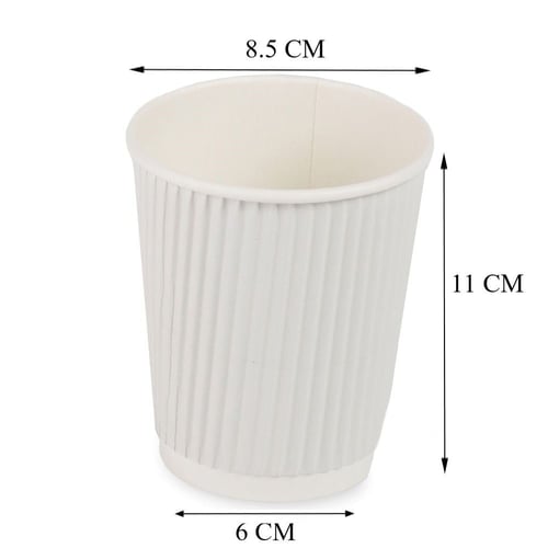 أكواب ورقية أبيض مموجة بدون غطاء 3 طبقات - 12 أنز/...