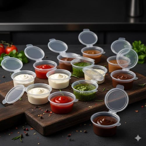 علب صوص شفاف بغطاء متصل حجم 35 مل / العدد50