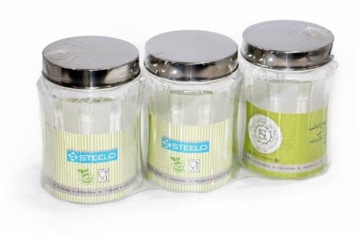 علب بلاستيك بغطاء استيل -سعة 80 مل / العدد 3 علب