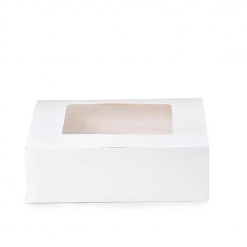 علب ورقية بيضاء مربعة بغطاء شفاف للحلويات والمعمول...