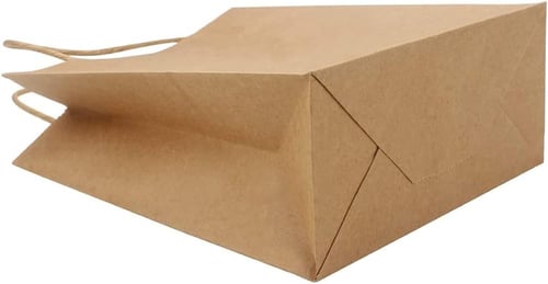 كيس ورق بني كرافت عرضي بيد-31.5*25*12سم/12كيس