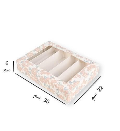 علب ورقية للفطائر والحلويات بنافذة شفافة مقسمة- 5...