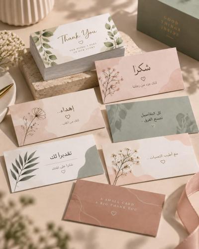 طباعة كروت ( إهداء، شكر، مناسبات، دعوة, شخصية) مقاس 9*5سم
