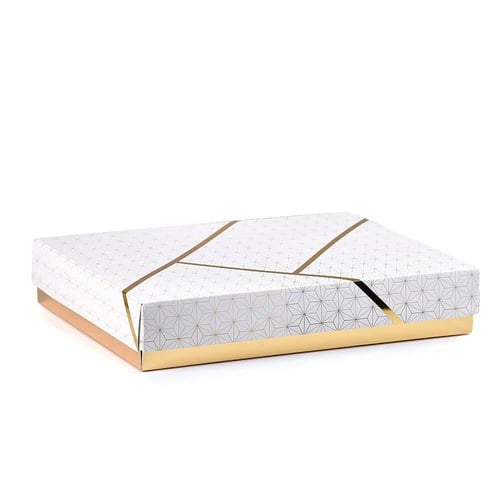 علب ورقية مقسمة طولي بتصميم رخامي فاخر للفطائر وال...