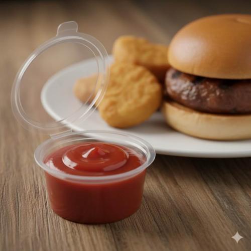 علب صوص شفاف بغطاء متصل حجم 35 مل / العدد50