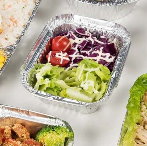 صحون ألمنيوم مستطيل مع الغطاء 17*12*2.5سم-360مل/ ا...