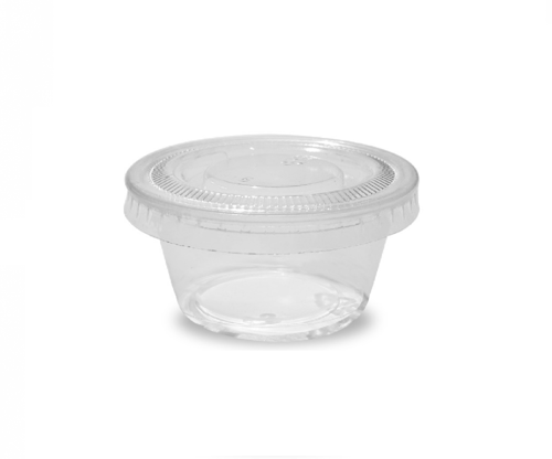 علبة بلاستيك للصوصات بغطاء منفصل شفاف - 1 أنز- الع...