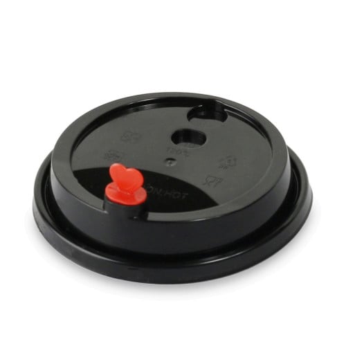 غطاء أسود دائري + قلب أحمر مقاس 12-14-16 أنز / الع...