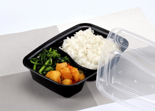 علب بلاستيك للميكروويف اسود بغطاء شفاف -قسمين / ال...