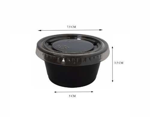 علبة بلاستيك سوداء للصوصات بغطاء منفصل شفاف - 3 أن...