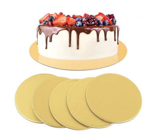 قاعدة كيك دائري ذهبي واسود-28سم/العدد 7 قاعدة